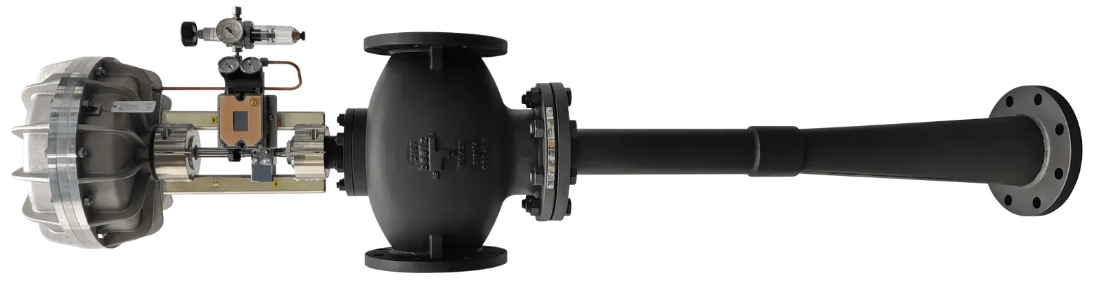 Jetomat variable-nozzle thermocompressor by Baelz, with pneumatic actuator and positioner