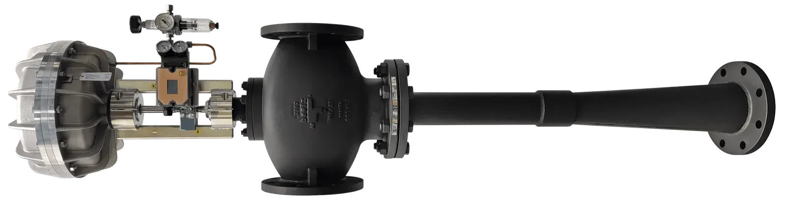 Jetomat variable-nozzle thermocompressor by Baelz, with pneumatic actuator and positioner